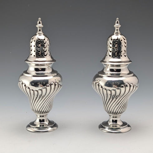 1892年 英国アンティーク 純銀製 シュガーシェイカーペア 計145g Possibly Sibray Hall&Co ケース入